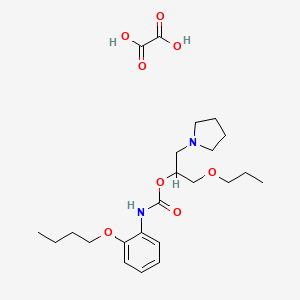 molecular formula C23H36N2O8 B12749770 oxalic acid;(1-propoxy-3-pyrrolidin-1-ylpropan-2-yl) N-(2-butoxyphenyl)carbamate CAS No. 143503-27-9