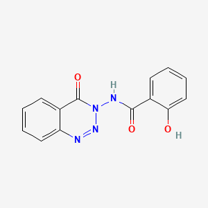 molecular formula C14H10N4O3 B12749944 Benzamide, 2-hydroxy-N-(4-oxo-1,2,3-benzotriazin-3(4H)-yl)- CAS No. 123199-82-6