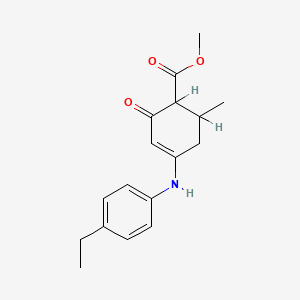 molecular formula C17H21NO3 B12749960 Methyl 4-((4-ethylphenyl)amino)-6-methyl-2-oxo-3-cyclohexene-1-carboxylate CAS No. 142458-15-9