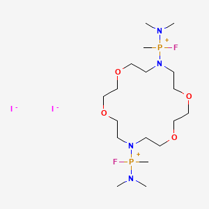molecular formula C18H42F2I2N4O4P2 B12749982 N,N'-Bis(dimethylamidofluoromethylphosphonite)-diaza-18-crown-6 diiodide CAS No. 139194-05-1