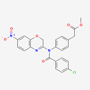 molecular formula C24H18ClN3O6 B12750043 Methyl 4-((4-chlorobenzoyl)(7-nitro-2H-1,4-benzoxazin-3-yl)amino)benzeneacetate CAS No. 109227-05-6