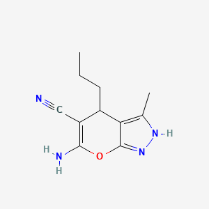 molecular formula C11H14N4O B1275008 6-Amino-3-methyl-4-propyl-1,4-dihydropyrano[2,3-c]pyrazole-5-carbonitrile CAS No. 612513-58-3