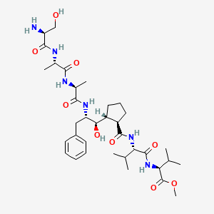 molecular formula C35H56N6O9 B12750179 SAA-6-VV-OMe CAS No. 126453-25-6