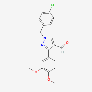 molecular formula C19H17ClN2O3 B1275019 1-(4-chlorobenzyl)-3-(3,4-dimethoxyphenyl)-1H-pyrazole-4-carbaldehyde CAS No. 588676-84-0