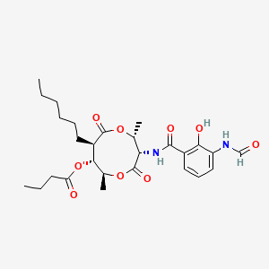 molecular formula C27H38N2O9 B12750196 Antimycin A2b CAS No. 117552-77-9