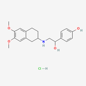 molecular formula C20H26ClNO4 B12750233 Benzenemethanol, 4-hydroxy-alpha-(((1,2,3,4-tetrahydro-6,7-dimethoxy-2-naphthalenyl)amino)methyl)-, hydrochloride CAS No. 116680-79-6