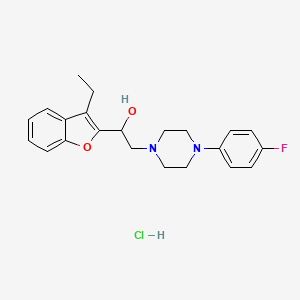 molecular formula C22H26ClFN2O2 B12750272 alpha-(3-Ethyl-2-benzofuranyl)-4-(4-fluorophenyl)-1-piperazineethanol monohydrochloride CAS No. 194099-61-1