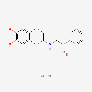 molecular formula C20H26ClNO3 B12750319 Benzenemethanol, alpha-(((1,2,3,4-tetrahydro-6,7-dimethoxy-2-naphthalenyl)amino)methyl)-, hydrochloride CAS No. 116680-69-4