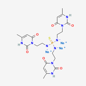 molecular formula C21H27N9Na3O6PS B12750322 Phosphorothioic triamide, N,N',N''-tris(2-(2,6-dioxo-4-methyl-1,2,3,6-tetrahydro-1-pyrimidinyl)ethyl)-, trisodium salt CAS No. 84295-08-9