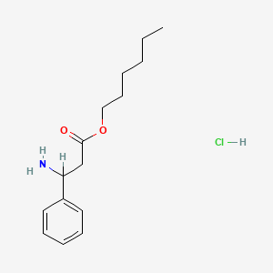 molecular formula C15H24ClNO2 B12750356 beta-Alanine, 3-phenyl-, hexyl ester, hydrochloride, DL- CAS No. 87252-90-2