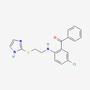 molecular formula C18H16ClN3OS B12750371 Methanone, (5-chloro-2-((2-(1H-imidazol-2-ylthio)ethyl)amino)phenyl)phenyl- CAS No. 128433-28-3