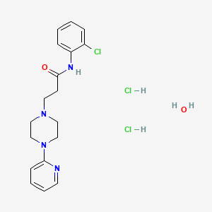 molecular formula C18H25Cl3N4O2 B12750378 N-(2-Chlorophenyl)-4-(2-pyridinyl)-1-piperazinepropanamide dihydrochloride hydrate CAS No. 104373-57-1