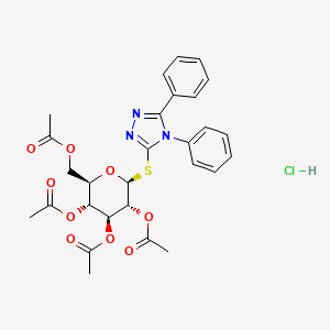 molecular formula C28H30ClN3O9S B12750461 beta-D-Glucopyranoside, 4,5-diphenyl-4H-1,2,4-triazol-3-yl 1-thio-, 2,3,4,6-tetraacetate, monohydrochloride CAS No. 116509-58-1