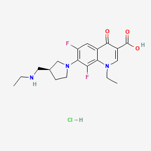 molecular formula C19H24ClF2N3O3 B12750490 Merafloxacin hydrochloride, (S)- CAS No. 99735-04-3