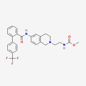 molecular formula C27H26F3N3O3 B12750623 methyl N-[2-[6-[[2-[4-(trifluoromethyl)phenyl]benzoyl]amino]-3,4-dihydro-1H-isoquinolin-2-yl]ethyl]carbamate CAS No. 208590-81-2