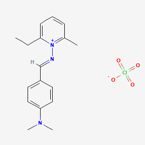 molecular formula C17H22ClN3O4 B12750786 1-(((4-(Dimethylamino)phenyl)methylene)amino)-2-ethyl-6-methylpyridinium perchlorate CAS No. 121774-65-0