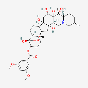 molecular formula C36H51NO11 B12750941 3-(3,5-Dimethoxybenzoyl)veracevine CAS No. 136060-11-2