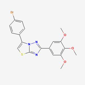 molecular formula C19H16BrN3O3S B12751024 Thiazolo(3,2-b)(1,2,4)-triazole, 6-(4-bromophenyl)-2-(3,4,5-trimethoxyphenyl)- CAS No. 140405-71-6