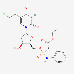 molecular formula C21H27ClN3O8P B12751056 ((1-(5-(2-Chloroethyl)-2,4-dioxo-1,2,3,4-tetrahydropyrimidin-1-yl)-2-deoxy-beta-D-erythro-pentofuranos-5-yl)-oxy)(phenylamino)phosphinecarboxylic acid ethyl ester oxide CAS No. 115365-40-7