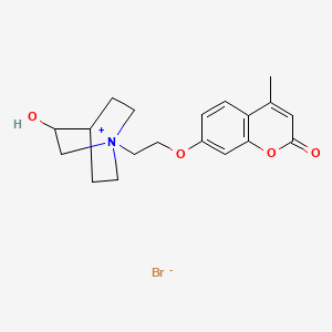 molecular formula C19H24BrNO4 B12751104 Quinuclidinium, 3-hydroxy-1-(2-((4-methyl-2-oxo-2H-1-benzopyran-7-yl)oxy)ethyl)-, bromide CAS No. 155272-60-9