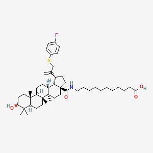 molecular formula C47H72FNO4S B12751192 N-(3beta-Hydroxy-30-((4'-fluorophenyl)thio)lup-20(29)-en-28-oyl)-11-aminoundecanoic acid CAS No. 173106-39-3