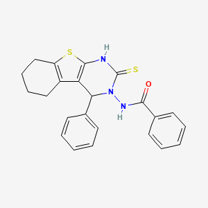 molecular formula C23H21N3OS2 B12751226 N-(1,4,5,6,7,8-Hexahydro-4-phenyl-2-thioxo(1)benzothieno(2,3-d)pyrimidin-3(2H)-yl)benzamide CAS No. 135718-59-1