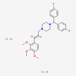 molecular formula C29H34Cl2F2N2O3 B12751302 1-(Bis(4-fluorophenyl)methyl)-4-(2,3,4-trimethoxycinnamyl)piperazine dihydrochloride CAS No. 104690-85-9