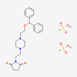 molecular formula C27H39N3O9S2 B12751315 N-(2-(4-Benzhydryloxyethyl-1-piperazinyl)ethyl)-2,5-pyrrolidinedione dimethanesulfonate CAS No. 116712-81-3