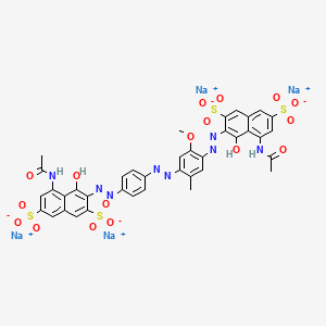 molecular formula C38H28N8Na4O17S4 B12751378 Tetrasodium 5-(acetamido)-3-((4-((4-((8-(acetamido)-1-hydroxy-3,6-disulphonato-2-naphthyl)azo)-5-methoxy-o-tolyl)azo)phenyl)azo)-4-hydroxynaphthalene-2,7-disulphonate CAS No. 84560-10-1