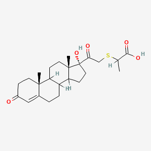molecular formula C24H34O5S B12751430 2-((17-Hydroxy-3,20-dioxopregn-4-en-21-yl)thio)propanoic acid CAS No. 114967-86-1