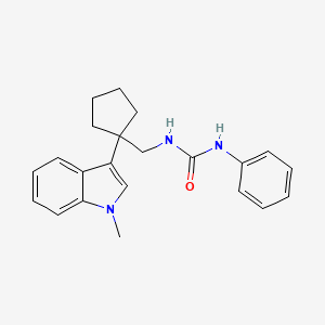 molecular formula C22H25N3O B12751440 Urea, N-((1-(1-methyl-1H-indol-3-yl)cyclopentyl)methyl)-N'-phenyl- CAS No. 145131-15-3
