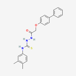 molecular formula C23H23N3O2S B12751445 Acetic acid, ((1,1'-biphenyl)-4-yloxy)-, 2-(((3,4-dimethylphenyl)amino)thioxomethyl)hydrazide CAS No. 126006-80-2