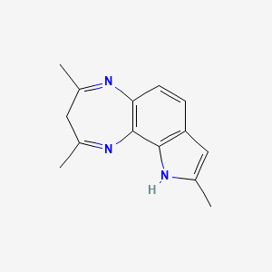 molecular formula C14H15N3 B12751518 Pyrrolo(2,3-g)-1,5-benzodiazepine, 3,10-dihydro-2,4,9-trimethyl- CAS No. 113597-52-7