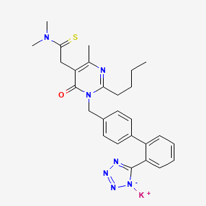 molecular formula C27H30KN7OS B12751544 Fimasartan potassium anhydrous CAS No. 1402813-38-0