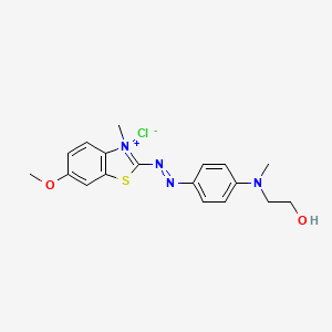 molecular formula C18H21ClN4O2S B12751563 Benzothiazolium, 2-((4-((2-hydroxyethyl)methylamino)phenyl)azo)-6-methoxy-3-methyl-, chloride CAS No. 72121-85-8