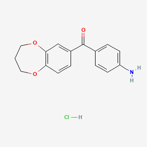 molecular formula C16H16ClNO3 B12751565 Methanone, (4-aminophenyl)(3,4-dihydro-2H-1,5-benzodioxepin-7-yl)-, hydrochloride CAS No. 123769-55-1