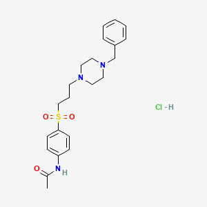 molecular formula C22H30ClN3O3S B12751622 Acetamide, N-(4-((3-(4-(phenylmethyl)-1-piperazinyl)propyl)sulfonyl)phenyl)-, monohydrochloride CAS No. 115041-69-5