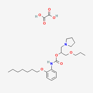 molecular formula C26H42N2O8 B12751641 Carbanilic acid, o-(heptyloxy)-, 2-propoxy-1-(1-pyrrolidinylmethyl)ethyl ester, oxalate CAS No. 143503-30-4