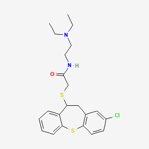 molecular formula C22H27ClN2OS2 B12751649 (+-)-N-(2-Diethylaminoethyl)-2-(2-chloro-10,11-dihydrodibenzo(b,f)thiepin-10-ylthio)acetamide CAS No. 124645-45-0