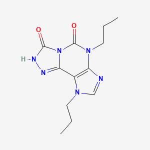 molecular formula C12H16N6O2 B12751661 3H-1,2,4-Triazolo(3,4-i)purine-3,5(2H)-dione, 6,9-dihydro-6,9-dipropyl- CAS No. 135471-73-7