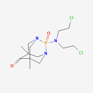 molecular formula C13H22Cl2N3O2P B12751684 2-Bis(2-chloroethyl)amino-5,7-dimethyl-2,6-dioxo-1,3-diaza-2-phosphaadamantane CAS No. 172882-02-9