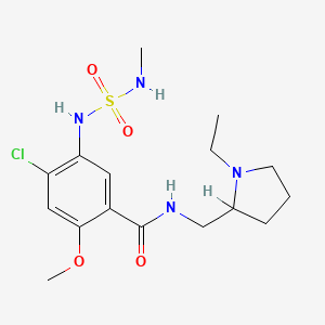 molecular formula C16H25ClN4O4S B12751688 N-((1-Ethyl-2-pyrrolidinyl)methyl)-2-methoxy-4-chloro-5-((methylsulfamoyl)amino)benzamide CAS No. 90763-32-9
