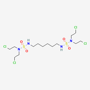molecular formula C14H30Cl4N4O4S2 B12751717 N,N'-Di-(bis-(2-chloraethyl)-sulfamyl)-hexamethylendiamin [German] CAS No. 93310-18-0