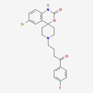molecular formula C22H22BrFN2O3 B12751735 Spiro(4H-3,1-benzoxazine-4,4'-piperidin)-2(1H)-one, 6-bromo-1'-(4-(4-fluorophenyl)-4-oxobutyl)- CAS No. 92926-49-3