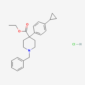 molecular formula C24H30ClNO2 B12751746 4-Piperidinecarboxylic acid, 4-(4-cyclopropylphenyl)-1-(phenylmethyl)-, ethyl ester, hydrochloride CAS No. 130820-41-6
