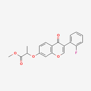 molecular formula C19H15FO5 B12751765 Methyl 2-((3-(2-fluorophenyl)-4-oxo-4H-1-benzopyran-7-yl)oxy)propanoate CAS No. 131814-57-8