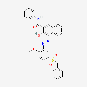 molecular formula C31H25N3O5S B12751815 2-Naphthalenecarboxamide, 3-hydroxy-4-((2-methoxy-5-((phenylmethyl)sulfonyl)phenyl)azo)-N-phenyl- CAS No. 57301-22-1