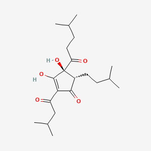 molecular formula C21H34O5 B12751822 (-)-trans-Tetrahydroisohumulone CAS No. 544444-90-8
