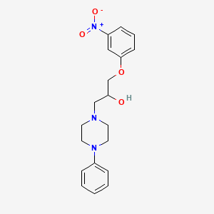 molecular formula C19H23N3O4 B12751832 alpha-((3-Nitrophenoxy)methyl)-4-phenyl-1-piperazineethanol CAS No. 64511-40-6