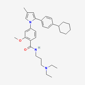 molecular formula C32H43N3O2 B12751850 o-Anisamide, 4-(2-(p-cyclohexylphenyl)-4-methyl-1-pyrrolyl)-N-(3-(diethylamino)propyl)- CAS No. 93078-58-1